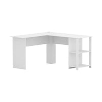 Computer Desk Shelf L-Shape White 136CM