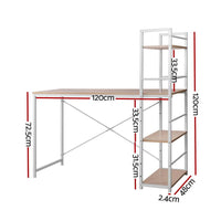 Computer Desk Shelf Oak 120CM Furniture Kings Warehouse 