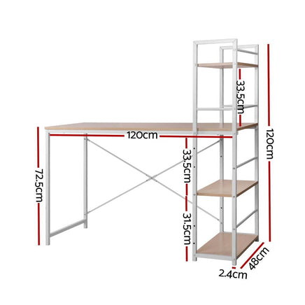 Computer Desk Shelf Oak 120CM Furniture Kings Warehouse 