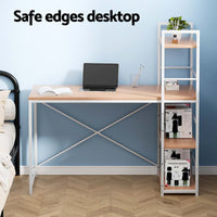 Computer Desk Shelf Oak 120CM Furniture Kings Warehouse 
