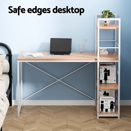 Computer Desk Shelf Oak 120CM Furniture Kings Warehouse 