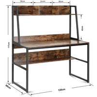 Computer Table Desk Book Storage Student Study Home Office Workstation with Bookshelf (Rustic Brown) Furniture Kings Warehouse 