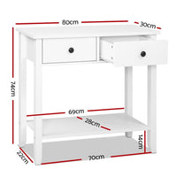 Console Table 2 Drawers 80CM White Chole Furniture Kings Warehouse 