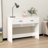 Console Table High Gloss White 100x39x75 cm Engineered Wood