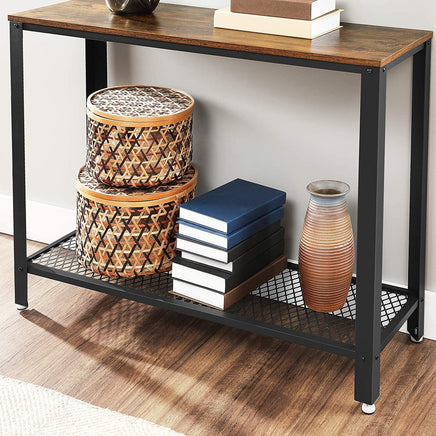 Console Table Metal Frame Rustic Brown Furniture Kings Warehouse 