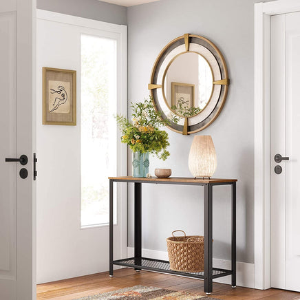 Console Table Metal Frame Rustic Brown Furniture Kings Warehouse 