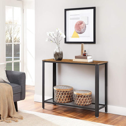 Console Table Metal Frame Rustic Brown Furniture Kings Warehouse 