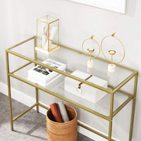 Console Table Metal Frame with 2 Shelves Adjustable Feet Home & Garden Kings Warehouse 
