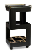 Contemporary Black Gold Drinks Trolley Bar Cart with Marble Top Furniture Kings Warehouse 