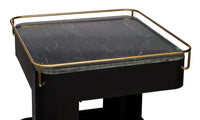 Contemporary Black Gold Drinks Trolley Bar Cart with Marble Top Furniture Kings Warehouse 