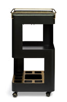 Contemporary Black Gold Drinks Trolley Bar Cart with Marble Top Furniture Kings Warehouse 