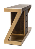 Contemporary Brass Wooden Z-Shaped Hallway Console Table with Drawers Kings Warehouse 