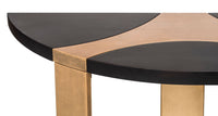 Contemporary Half Round Brass and Black Hallway Console Table Audio & Video Kings Warehouse 