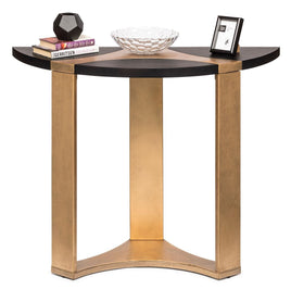 Contemporary Half Round Brass and Black Hallway Console Table Audio & Video Kings Warehouse 