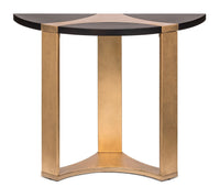 Contemporary Half Round Brass and Black Hallway Console Table Kings Warehouse 