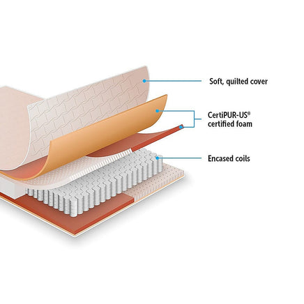 Contour Encased Coil Double Mattress – Hybrid Support with CertiPUR-US Certified Foam Comfort Layers Furniture Kings Warehouse 