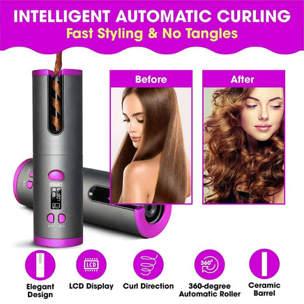 Cordless Ceramic Automatic Hair Curler for Portable Hair Styling Health & Beauty Kings Warehouse 