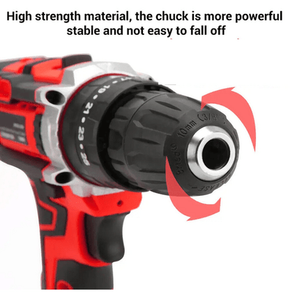 Cordless Drill w/2 Battery Heavy Duty Impact Driver Kit Brushless Hammer Set Tools Kings Warehouse 