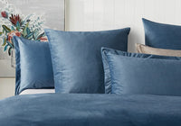 Corduroy Velvet King Bed Quilt Cover Set-Ash Blue Kings Warehouse 