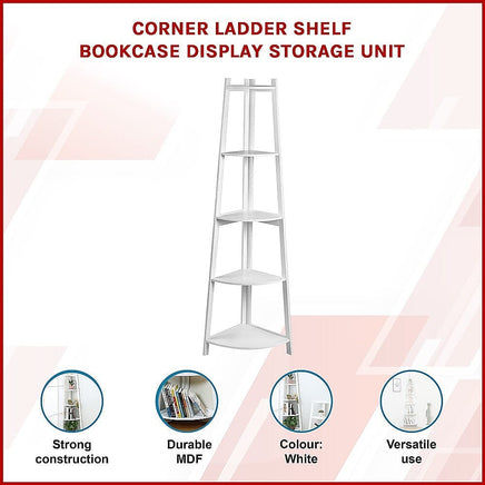 Corner Ladder Shelf Bookcase Display Storage Unit Furniture Kings Warehouse 