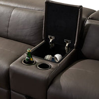 Corner Sofa Square Wedge Finest Genuine Leather Grey Electric Recliner Storage Drawer with 2x Cup Holders Lounge Set for Living Room Furniture Kings Warehouse 
