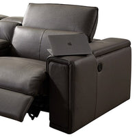 Corner Sofa Square Wedge Finest Genuine Leather Grey Electric Recliner Storage Drawer with 2x Cup Holders Lounge Set for Living Room Furniture Kings Warehouse 