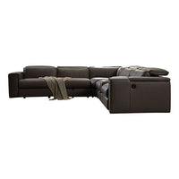 Corner Sofa Square Wedge Finest Genuine Leather Grey Electric Recliner Storage Drawer with 2x Cup Holders Lounge Set for Living Room Furniture Kings Warehouse 