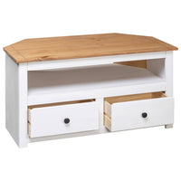 Corner TV Cabinet White 93x49x49 cm Solid Pine Panama Range Kings Warehouse 