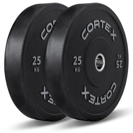 CORTEX 25kg Black Series V2 50mm Rubber Olympic Bumper Plate (Pair) Sports & Fitness Kings Warehouse 
