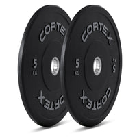 CORTEX 5kg Black Series V2 50mm Rubber Olympic Bumper Plate (Pair) Sports & Fitness Kings Warehouse 