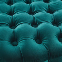 Cosmos Tufted Velvet Fabric Round Ottoman Footstools - Green Kings Warehouse 