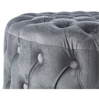 Cosmos Tufted Velvet Fabric Round Ottoman Footstools - Grey Kings Warehouse 
