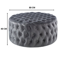 Cosmos Tufted Velvet Fabric Round Ottoman Footstools - Grey Kings Warehouse 