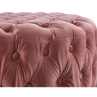 Cosmos Tufted Velvet Fabric Round Ottoman Footstools - Rose Pink Kings Warehouse 