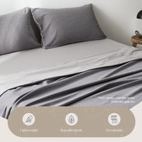 Cosy Club Washed Cotton Sheet Set Grey Double Mid-Season Super Sale Kings Warehouse 