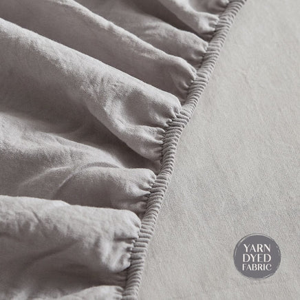 Cosy Club Washed Cotton Sheet Set Grey Double Mid-Season Super Sale Kings Warehouse 