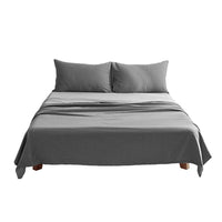 Cosy Club Washed Cotton Sheet Set Grey Double Mid-Season Super Sale Kings Warehouse 