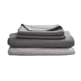 Cosy Club Washed Cotton Sheet Set Grey Double Mid-Season Super Sale Kings Warehouse 