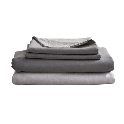Cosy Club Washed Cotton Sheet Set Grey Double Mid-Season Super Sale Kings Warehouse 