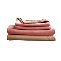 Cosy Club Washed Cotton Sheet Set Pink Brown Queen Mid-Season Super Sale Kings Warehouse 