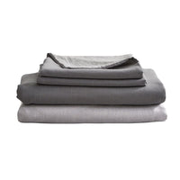 Cosy Club Washed Cotton Sheet Set Queen Grey Mid-Season Super Sale Kings Warehouse 