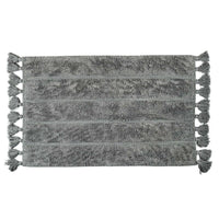 Cotton Fringe Tufted Non-Slip Bathmat Charcoal Grey EOFY Kings Warehouse 