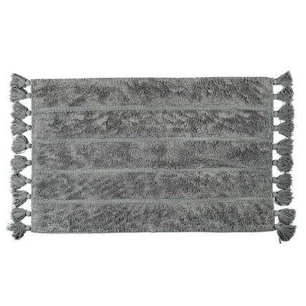Cotton Fringe Tufted Non-Slip Bathmat Charcoal Grey EOFY Kings Warehouse 