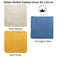 Cotton Knitted Cushion Cover Heart Natural Home & Garden Kings Warehouse 