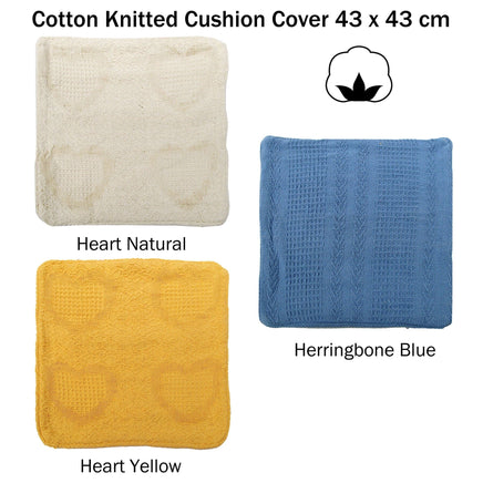 Cotton Knitted Cushion Cover Heart Natural Home & Garden Kings Warehouse 