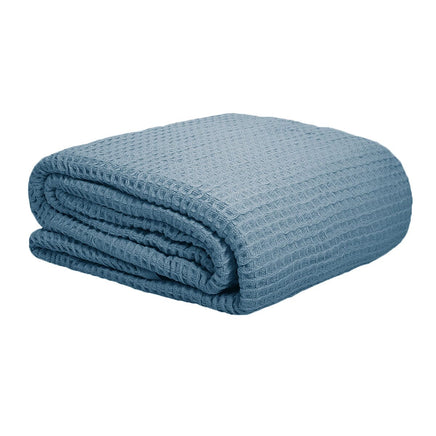 Cotton Waffle Blanket Dusk Blue Single Home & Garden Kings Warehouse 