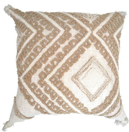 Cream cushion on beige with tufted diamond design 45x45cm Kings Warehouse 