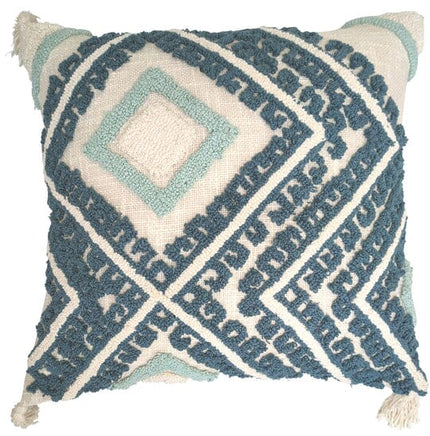 Cream cushion with navy blue tufted diamond design 45x45 cm Kings Warehouse 