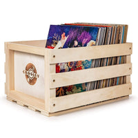 Crosley Vinyl LP Record Storage Crate Natural Wood Holds up to 75 Kings Warehouse 
