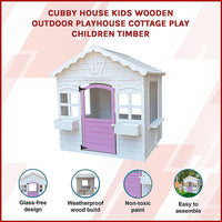 Cubby House Kids Wooden Outdoor Playhouse Cottage Play Children Timber Baby & Kids Kings Warehouse 